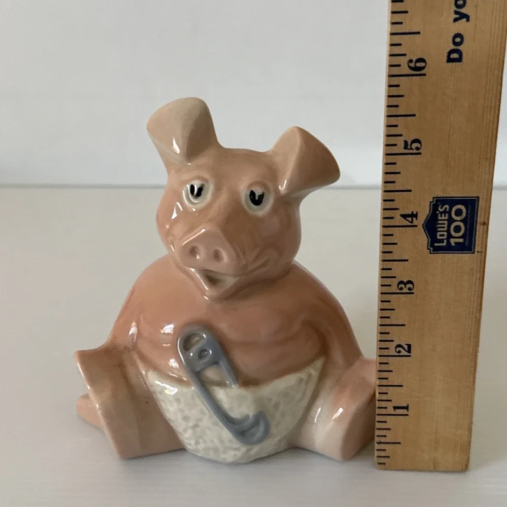 Vintage Nat West Porcelain Baby Piggy With Diaper Pin Bank Woody by Wade England